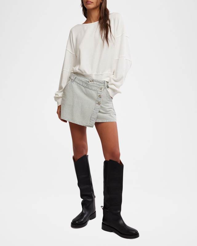 We The Free Wynne Railroad Denim Mini Skirt